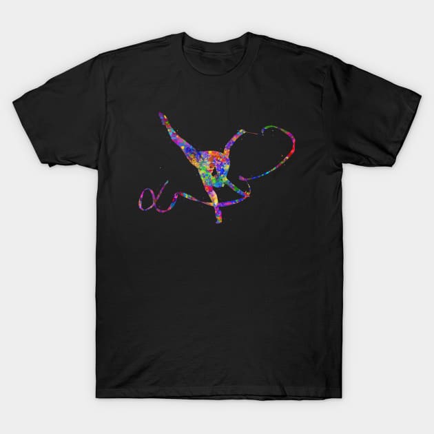 Rhythmic gymnastics dance watercolor art T-Shirt by Yahya Art